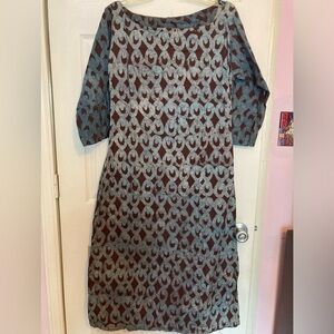 Blue and chocolate batik dress size medium